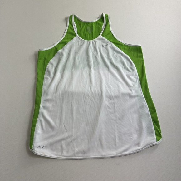 Nike DRI-Fit Womens Racerback Athletic White Green Tank Top Size XL‎ Sleeveless - Picture 1 of 9